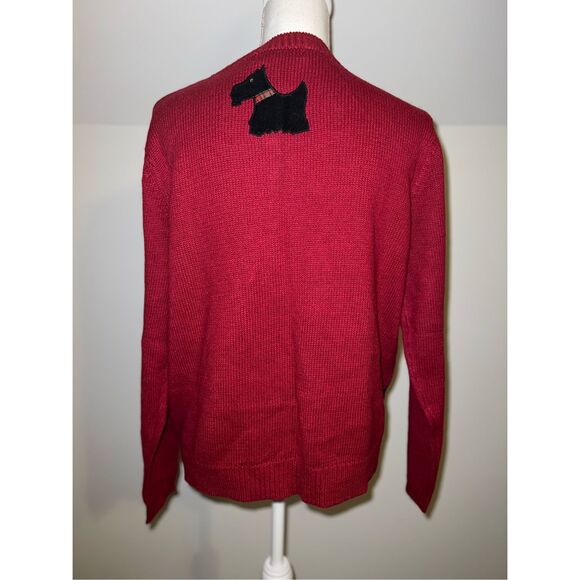 Vintage Red Cardigan Scotties Dogs Button Down M - Picture 5 of 8